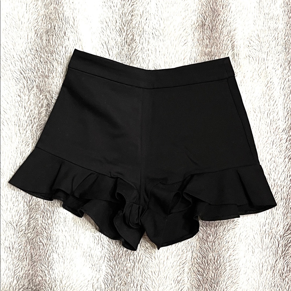 Zara high rise Ruffle Shorts, XS, black